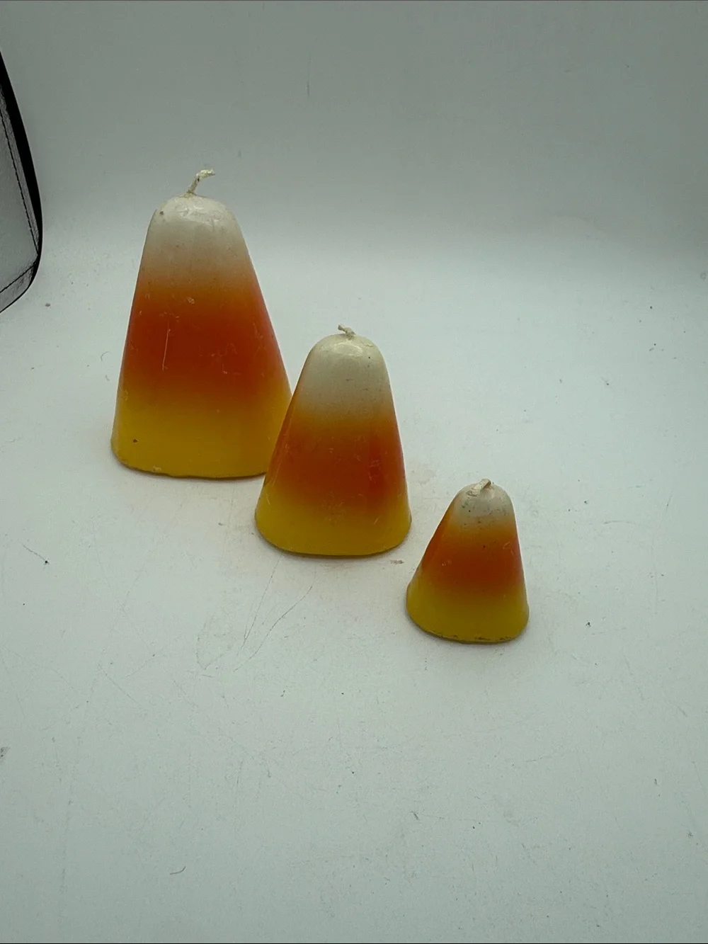 Set of 3 gradient Candy Corn wax Candles unlit